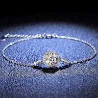 925 Sterling Silver Moissanite Round Bead Simple Women's Bracelet Live Stream Best-Seller Direct from Manufacturer-1 carat (eight hearts and eight arrows zircon)  925 silver