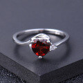 wholesale S925 silver jewelry set with light luxury garnet gemstone, featuring a ring and earrings-0-1
