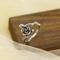 wholesale 925 Silver Korean Retro Vintage Rose Flower Ring Minimalist Design Ins Band-0-1