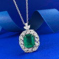 wholesale S925 Silver New Style Simulated Emerald 12*15mm Pendant for Women, the Joy of a Rich Lady, Hot Sale on Douyin-0-1