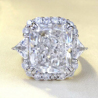 wholesale S925 silver new imported ice-cut 12*14mm white G color full diamond luxurious ring for women-R769 White G Diamond No. 6
