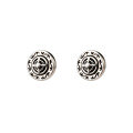 wholesale S925 silver vintage-style oxidized antique Thai silver round patterned threaded bead earrings G9982-0-4