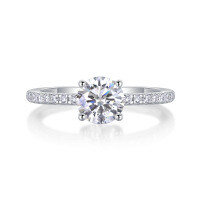 Wholesale 925 Sterling Silver Moissanite Rings, Tarnish-Free, Light Luxury Style.-1 carat moissanite  Mido 7