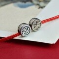 wholesale S925 Sterling Silver Year of the Dragon Imitation Antique Dragon and Fu Character Spacer Bead Bracelet Handmade Braided Cord DIY Retro Chinese Style Accessories-0-2