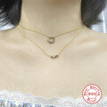 wholesale S925 Sterling Silver INS Circle Diamond Pendant Necklace, a trendy and versatile cross-border bestseller-0-1