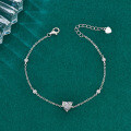 S925 Sterling Silver Moissanite Heart Bracelet, Simple and Versatile Jewelry for Women-0-2