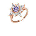 wholesale 18K Gold & S925 Sterling Silver Flower Ring Fashionable and Sophisticated 1 Carat Moissanite Diamond Ring-0-19