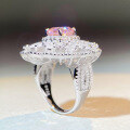 wholesale S925 Sterling Silver Square Bauhaus-Style Ring with Marquise Pink Diamond and High Carbon Diamond, European and American Cross-Border Wholesale Banquet High-End Style-0-1