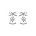 Sterling Silver Moissanite Bow Bell Stud Earrings-0-3
