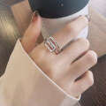 wholesale S925 Silver Fashion Retro Korean-Style Geometric Cross-Border Ins Style Creative Niche Design Open Ring-0-3