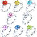 wholesale S925 Sterling Silver 2ct Round Hundred-Facet Fire Cut Ring, European and American Minimalist Style 8*8 Color Gem High Carbon Diamond Ice Flower Cut Women's Ring-0-0