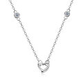 wholesale Silver trendy influencer same-heart moissanite necklace, unique design, high-end feel, women's collarbone chain, heart-shaped pendant-0-4