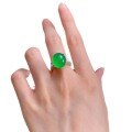 wholesale 925 silver-plated jewelry with high-ice green chalcedony inlay, elegant large cabochon 12*14mm agate ring-0-4