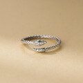 wholesale S925 Sterling Silver Exquisite Minimalist Stylish Niche Design Diamond-Inlaid Snake Ring R02256-0-3