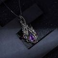wholesale 925 Silver Designer High-End Dark Gothic Vintage Pendant Italian Craftsmanship Natural Amethyst Necklace Pendant-0-2