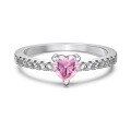 wholesale S925 Sterling Silver Exquisite and High-End Pink Heart Zirconia Design Women's Ring, Versatile and Stylish European Style Band-0-8