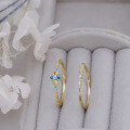 wholesale 9K Gold French Retro Light Luxury Style London Blue Aquamarine Two-Piece Ring Set by Yili Jewelry Manufacturer-0-3