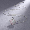 wholesale 925 Sterling Silver Pink Heart Necklace for Women, Fashionable and Luxurious, Trendy and Instagrammable, Unique Summer Design, Small and Chic Heart-Shaped Collarbone Chain-0-1