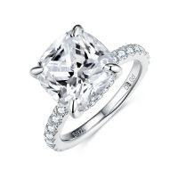 wholesale S925 silver plated with 18k gold new 5-carat cushion-cut moissanite women's luxury large-carat diamond ring-5 carat full Moissanite US size 6 (Hong Kong size 13)