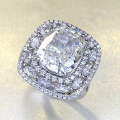 wholesale S925 Silver New High-End Simulated Diamond 10*12 High Carbon Diamond 5 Carat Ice Flower Cut G Color Ring-0-1
