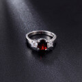 wholesale S925 sterling silver classic oval-shaped natural gemstone ring with garnet and interchangeable accent stones-0-2
