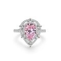 wholesale S925 silver ice-cut ring for women, radiant-cut pink diamond gemstone ring for cross-border wholesale in Europe and America-0-6