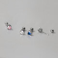 wholesale S925 Sterling Silver Ins Style Blue Diamond Heart Stud Earrings Student Small and Exquisite Women's Jewelry M03248-0-3