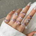 wholesale S925 Silver Cross-Border Hot-Selling Women's Ring, Small and Exquisite, Advanced Sense, Fresh and Elegant, Princess Pink Diamond Heart-Shaped Butterfly Ring Hand Accessory-0-2