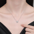 S925 Silver Moissanite Full Diamond X-Shaped Necklace Wholesale-0-2