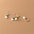 wholesale S925 Sterling Silver Korean Style Minimalist Short Lovable Heart Pendant Smooth Cute Earrings M00218-0-3