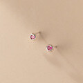 wholesale S925 SilverSmall Heart-shaped Rose Pink Diamond Earrings with Tiny Beaded Accents for Women M00914-0-3