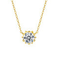 14K Gold Plated 925 Silver Moissanite Irregular Snowflake Pendant Necklace-0-3