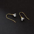 wholesale S925 gold-plated silver white magnolia ear hooks, small fresh earrings, sweet flower earrings M01896-0-4