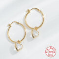 wholesale S925 Sterling Silver INS Diamond-Encrusted Heart Pendant Topaz Hoop Earrings for Korean Style Chic Wear-0-6