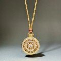 wholesale Metal material adjustable rope diamond chain Wei Xue same antique sand-gold eight-treasure compass pendant necklace for women-0-1
