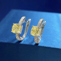 wholesale 925 Silver Mu Jing Jewelry New High Carbon Diamond Fat Square 6*6 Yellow Diamond Ear Hoops for Women, Hot Selling in Europe and America-0-2