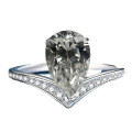 wholesale S925 Sterling Silver 2-Carat Pear-Shaped Crown Moissanite Women's Ring-0-11