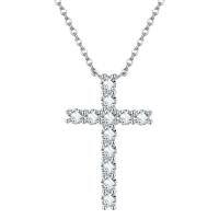 wholesale S925 Sterling Silver Amazon America Cross Border Women's Luxury Full Diamond Cross Pendant Necklace, Unique Small Design with a Premium Feel-Silver inlaid with zircon