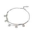 wholesale S925 Sterling Silver Geometric Circle Disc Tassel Chain Anklet Jewelry for Students Women-0-4