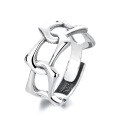 wholesale S925 sterling silver retro trendy minimalist hollow-out index finger ring cross-border ins for women-0-4