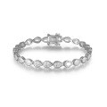 wholesale Elegant European and American Tennis Zircon Bracelet, Sterling Silver Plated with 14K Moissanite, Holiday Party Jewelry Gift for Women-0-4