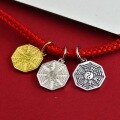 wholesale 925 Sterling Silver Shan Gui Coin Tai Chi Bagua Pendant DIY Braided Cord Bracelet Accessory Keychain Necklace-0-3