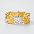 wholesale S925 sterling silver double gold-plated vintage Italian hand-brushed textured carved maple leaf ring for women-0-1