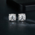 wholesale 18k Gold Plated S925 Silver Classic Square Cushion 8mm Full Moissanite Stud Earrings for Cross-Border Amazon Best-Sellers-0-1