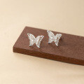 wholesale 999 Silver Fresh, Sweet, Ins Style, Niche Design Double Layer Hollow Butterfly Threaded Ear Studs M06536-0-2