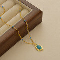 wholesale Metal French Bohemian Turquoise Necklace, Unique Fashion Retro Niche High-end Ellipse New Chinese Style-0-1