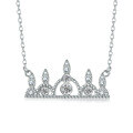 wholesale 925 Sterling Silver Full Diamond Zircon Princess Tiara Necklace for Women, Luxury European and American Fashion Collarbone Chain-0-0
