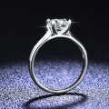 S925 Silver Four-Prong Simulated Diamond Ring, Women's Moissanite Wedding Band Wholesale-0-1