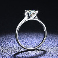 S925 Silver Four-Prong Simulated Diamond Ring, Women's Moissanite Wedding Band Wholesale.-1 carat (superior white moissanite)  Hong Kong lot (size 16)