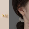 wholesale S925 Sterling Silver Simple Shell Pearl Synthetic Pearl Ear Studs Women's Korean Style Fresh and Sweet Earrings M01064-0-1